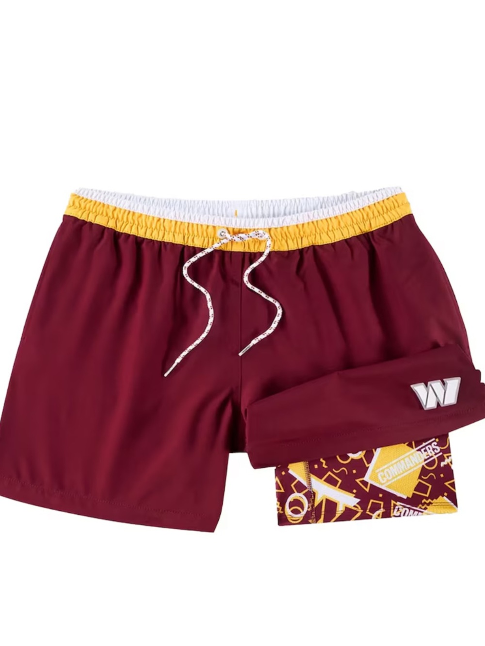 New Chubbies Washington Commanders Lined Maroon & Gold Swim Shorts Trunks NFL